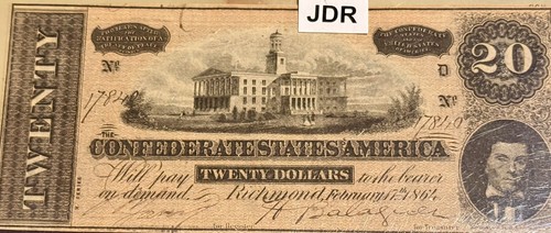 T-67 1864 $20 Confederate Paper Money - PCGS 58PPQ - Picture 2 of 4