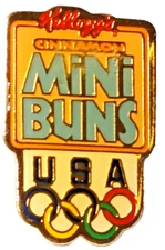 Olympics 1992 USA  "Cinnamon Mini Buns Cereal" Sponsor Kellogg's Lapel Pin