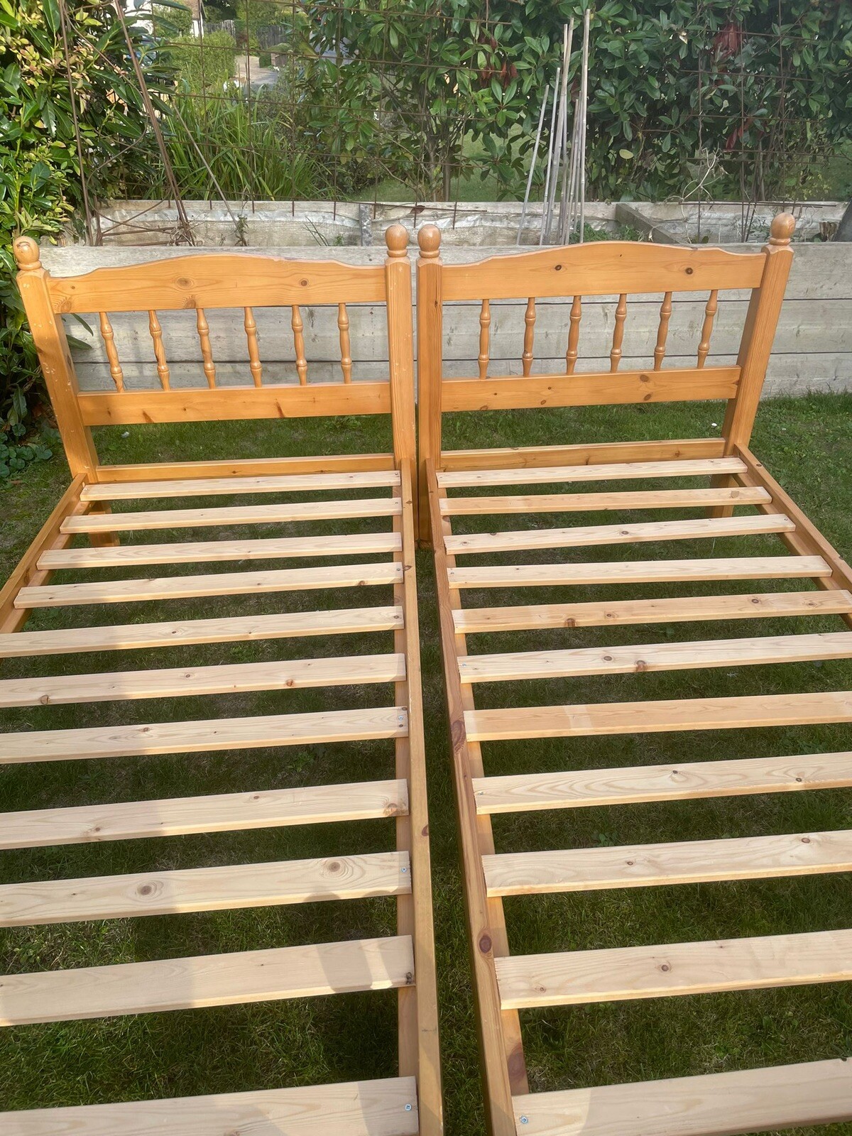 Matching Pair Pine Single Beds Slats Mattress Spare Bedroom Delight eBay