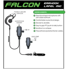 Tactical Ear Gadgets FALCON Earpiece for Motorola PRO EX GL GP PTX (See List)