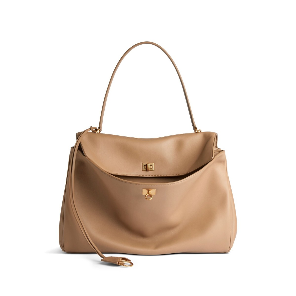 BALENCIAGA Rodeo Large $5450 Latte Smooth Leather Handbag