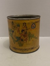 Vintage Camp Fire Girls Peanut Crunch Candy Tin with Paper Label