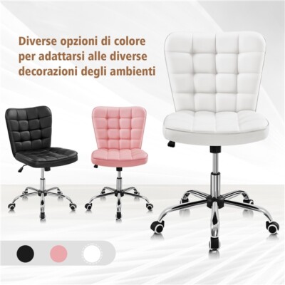 Sedia Ufficio Scrivania Senza Braccioli a Rotelle Girevole Reclinabile  Ecopelle