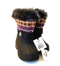 Jands Snow Boots with Faux Fur Size 6 Purple, Black Girls NWT