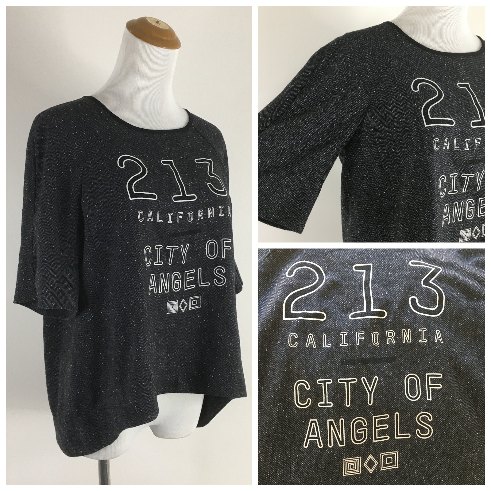 BCBGENERATION Black White Gray Herringbone CITY O… - image 1