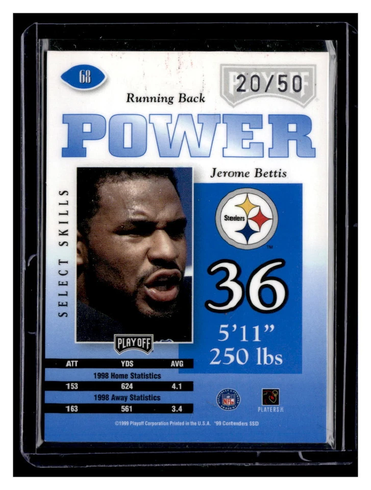 Jerome Bettis 1999 Playoff Contenders SSD 68  SN50  Power Blue - Image 2 of 2