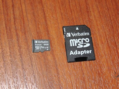 Genuine Verbatim Premium 64GB V10 Micro SDXC I Memory Card + SD Adapter Class 10