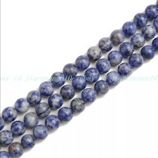 Natural Blue Spot Jade Jasper Smooth Round Beads 6mm 8mm 10mm 15'' Strand