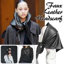 PU Leather Triangle Scarf Long Fashion Headband Scarf Shawl For Styling Match