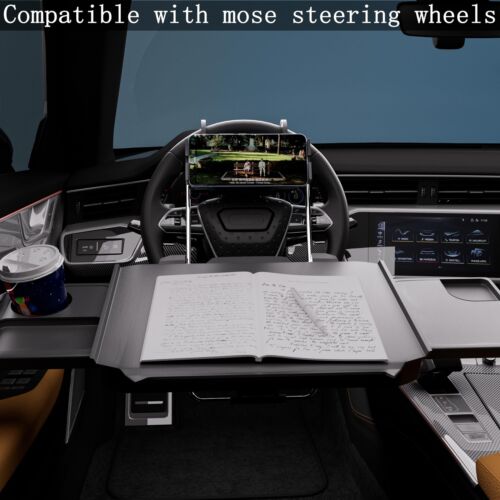 Large Car Steering Wheel Tray with Phone Holder for Laptop Food Desk Tray - Picture 3 of 5