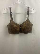 Ambrielle Womens Brown Lace Floral 40D Bra