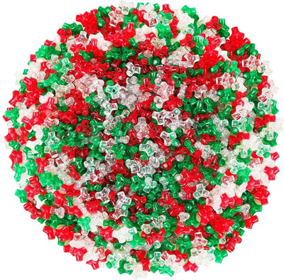 1200Pcs Christmas Tri Beads Transparent Red Green CCB Tri-Shaped Beads for Craft