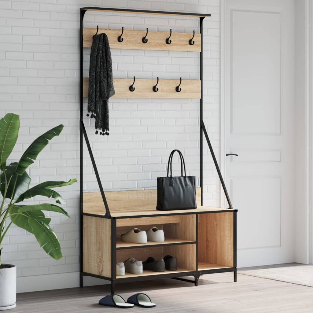Appendiabiti Ingresso con Scarpiera Rovere Sonoma 100x41x184 cm