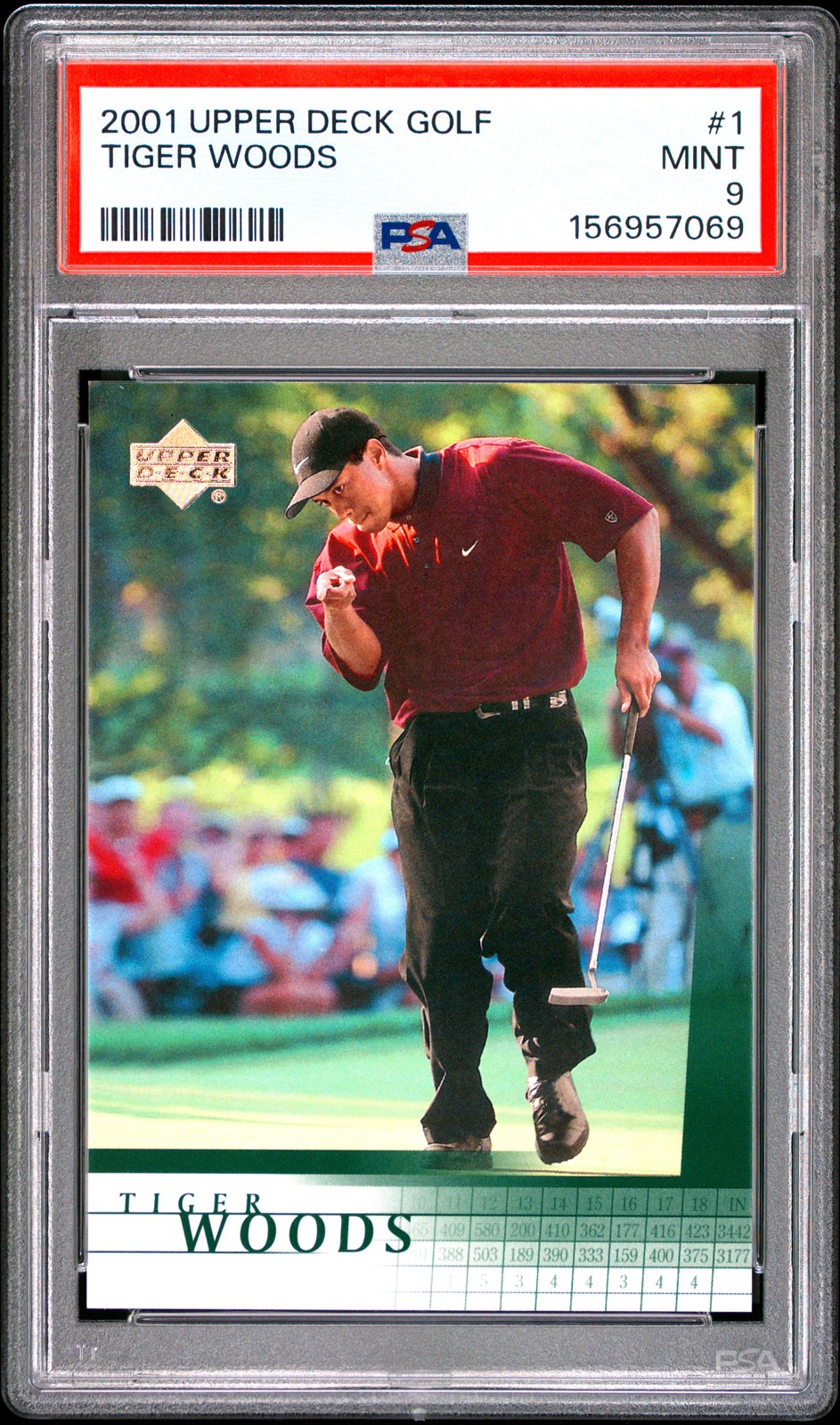 2001 UD GOLF #1 TIGER WOODS PSA 9