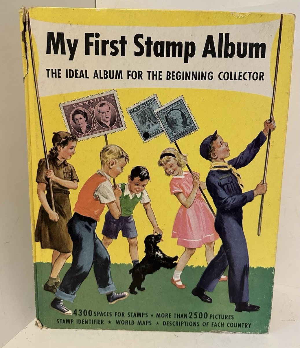 Vintage HB “My First Stamp Album”  c 1960 Minkus Publications-Bonus Box Stamps