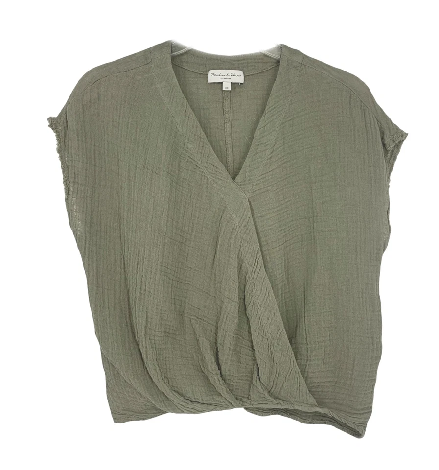 Top Michael Stars Evie Crossover Sobrepelliz Doble Gasa Sin Mangas Verde Talla XS Foto 2 de 4