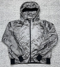 Zyia Active Women Silver Athletic Windbreaker Lightweight Jacket Medium