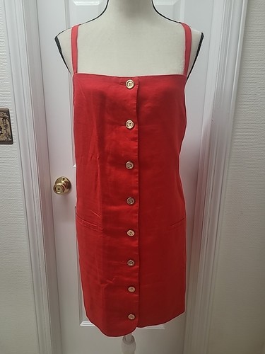 J CREW CLAUDIA KLEID IN LEINEN, VINTAGE ROT XL Neu mit Etikett - Bild 4 von 7