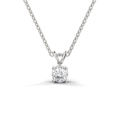 D VVS 0.75 Ct Round Lab Grown Diamond Pendant Necklace 14K White Gold