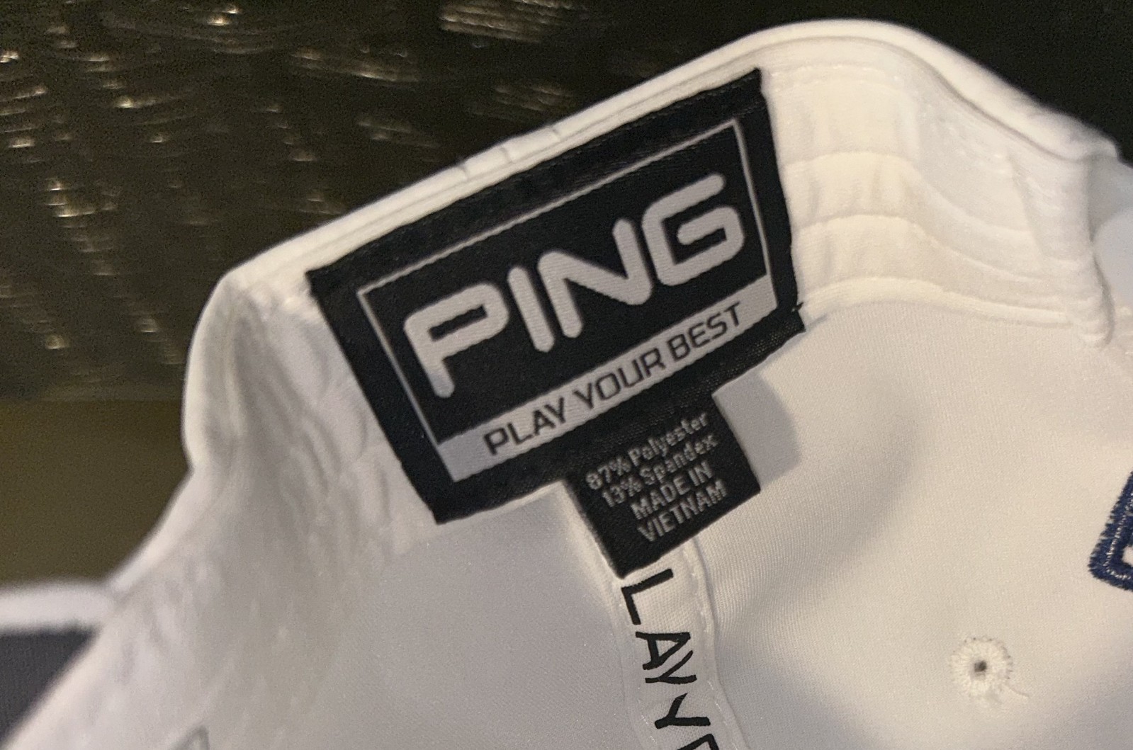 PING blue rubber patch white snap back one size c… - image 3