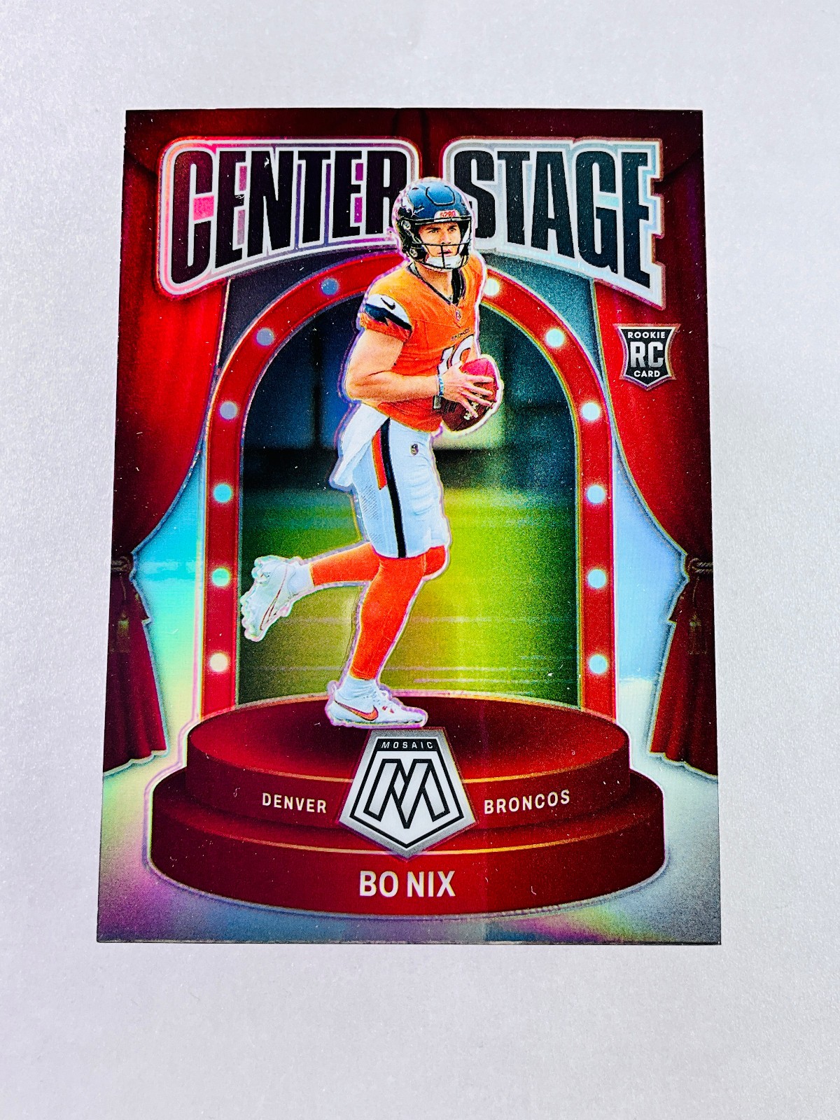 BO NIX 2024 PANINI MOSAIC CENTER STAGE SILVER PRIZM #12 RC ROOKIE BRONCOS