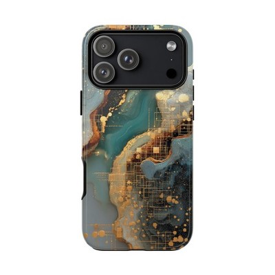 Epoxy Teal Gold Marble Phone Cover Tough Case | Lifetime Warranty