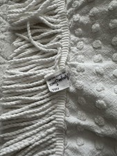 *White Pops* Vintage MORGAN JONES Chenille Bedspread~88"x100" + Fringe!~EUC