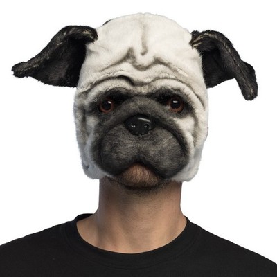 Plüsch Mops Hund Maske Unisex Tier Kostüm Halloween Party Zubehör