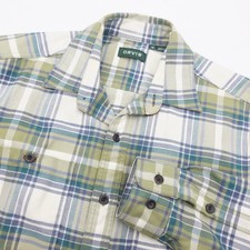 Orvis Men's M Green Plaid Cotton Perfect Flannel Button Up Long Sleeve Shirt