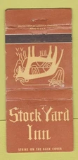 Matchbook Cover - Stock Yarrd Inn Chicago IL WORN 30 Strike