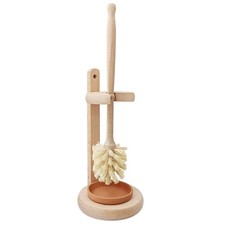 Toilet Bowl Cleaner Brush with Holder, 14 Inch Extra Long German Beechwood Ha...