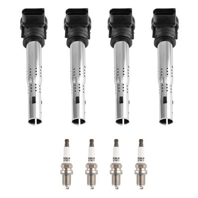 4pcs Ignition Coils & 4pcs Spark Plugs For VW Audi A3 A4 Q3 Q5 RS5 TT TTS UF575