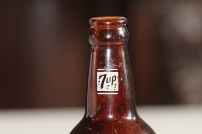 Vintage 7 UP Bottle Brown White Orange Brown Label Nashville TN