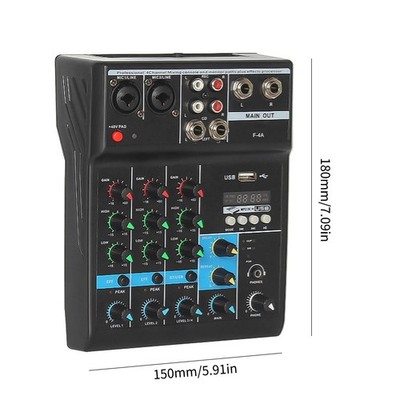 Professional 4-Channel Mixing Console Mini USB Mixer With Sound Card GGKL