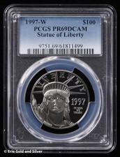 1997-W $100 Proof 1 oz Platinum Eagle Statue of Liberty PCGS PR 69 DCAM 2339.39 per troy oz