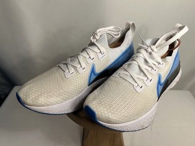 Nike React Infinity Run Flyknit, CD4371-101 True White/Blue Mens Size 10 US