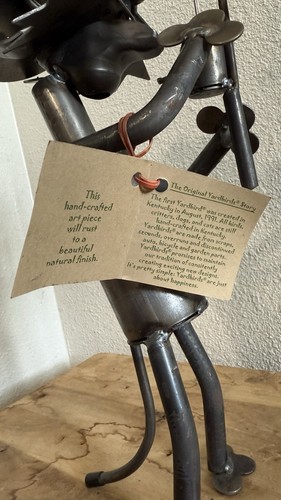Large Folk Art Scrap Iron Cat Fisherman Hand Made Welded Sculpture Yardbirds - Picture 17 of 18