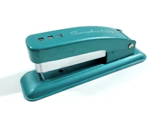 Vintage Swingline CUB Metal Stapler Aqua Blue Office Desktop Small 5 in