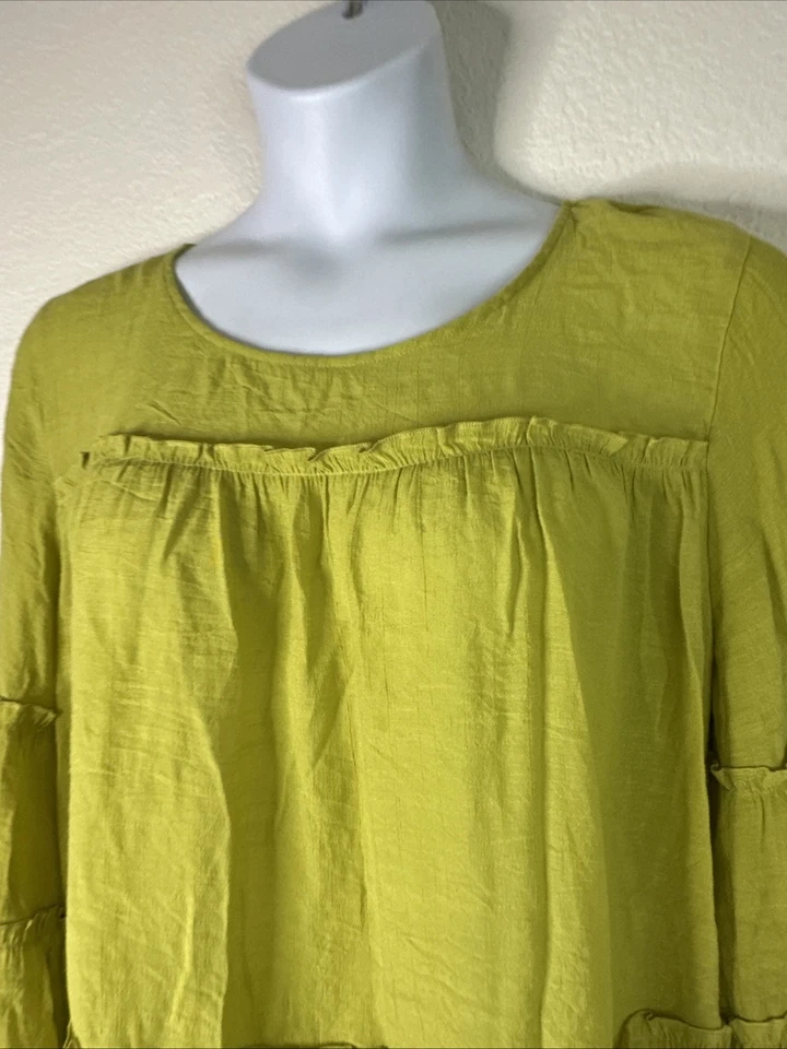 Top Babydoll tejido verde manga 3/4 Cocomo para mujer talla grande 2X Foto 3 de 4