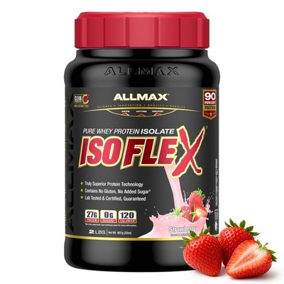 Whey Protein Isolate Powder 2lb Sugar Free Keto Vanilla ALLMAX ISOFLEX Pure Post