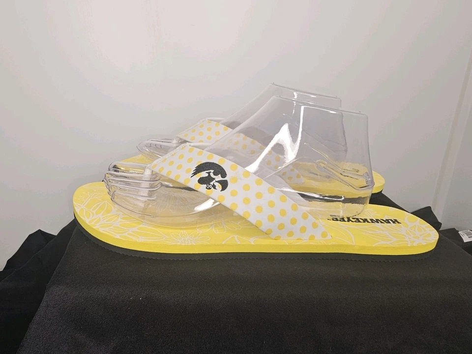 Iowa Hawkeyes Women's Yellow Polka Dot Flip-Flops – Size XL (11/12) Foto 2 de 4