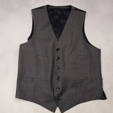 J Crew Suit Vest Wait Coat Men Medium Gray Tollegno 1900 Italian Wool Six Button