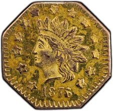 1876/5 Indian California Fractional Gold $1 Coin BG-1129 - PCGS UNC Detail