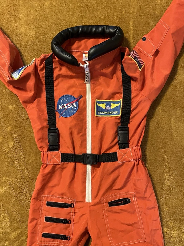 Traje espacial naranja de la NASA Disfraz Talla 4-6 Traje de astronauta Halloween Vestir a la derecha Foto 2 de 4