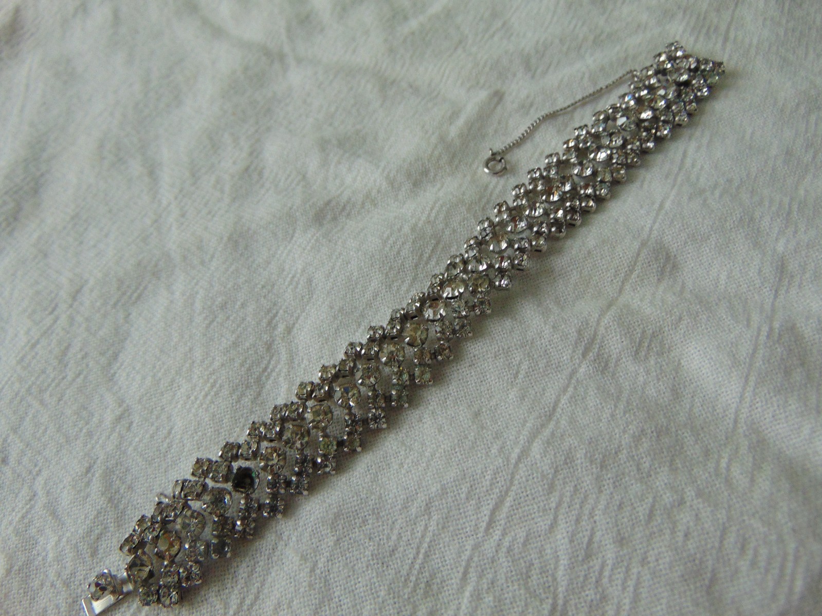 vintage Kramer of New York signed silver clear sparkling crystals bracelet