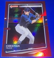 2020 Donruss Christian Yelich Red Parallel #110 Milwaukee Brewers Baseball MLB
