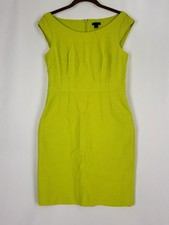 Ann Taylor Green Cotton Sheath Dress Career Luxury Office Size 4