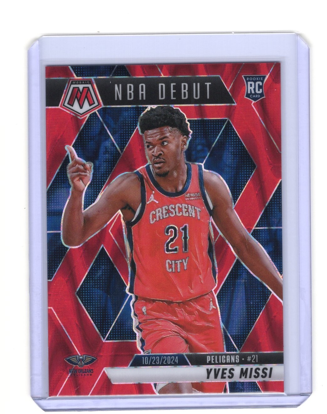 2024-25 Panini Mosaic - NBA Debut Yves Missi #255 /299 Red Seismic Prizm (RC)