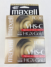Maxell VHS-C HGX-Gold TC-30 Premium Grade Camcorder Tape 2-Pack NEW Ships FREE