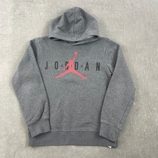 Jordan Kids Medium 10-12 Gray Hoodie Jumpman Logo Pullover Sportswear